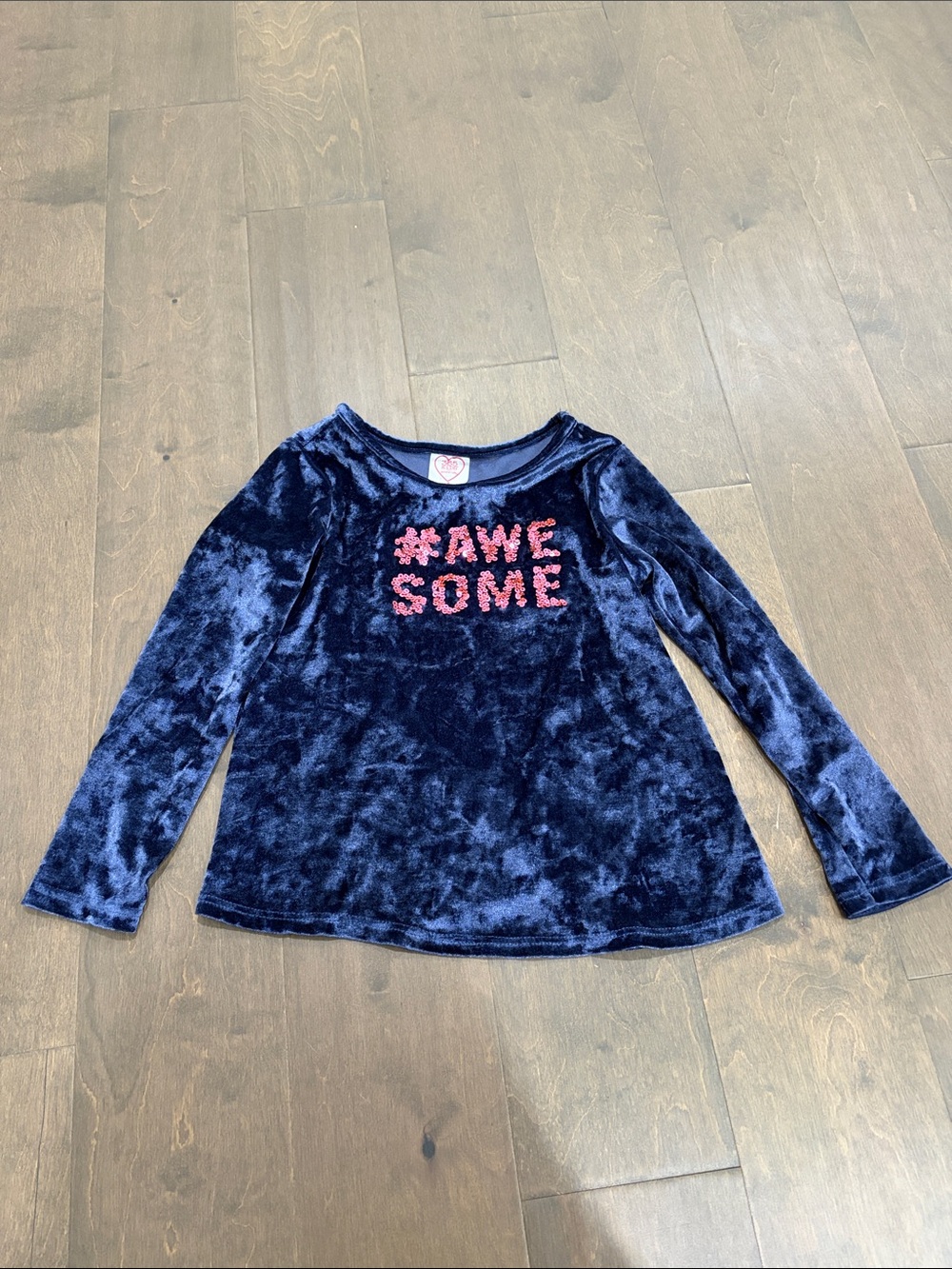 Girls' Navy Velvet Long-Sleeve Top Size 4